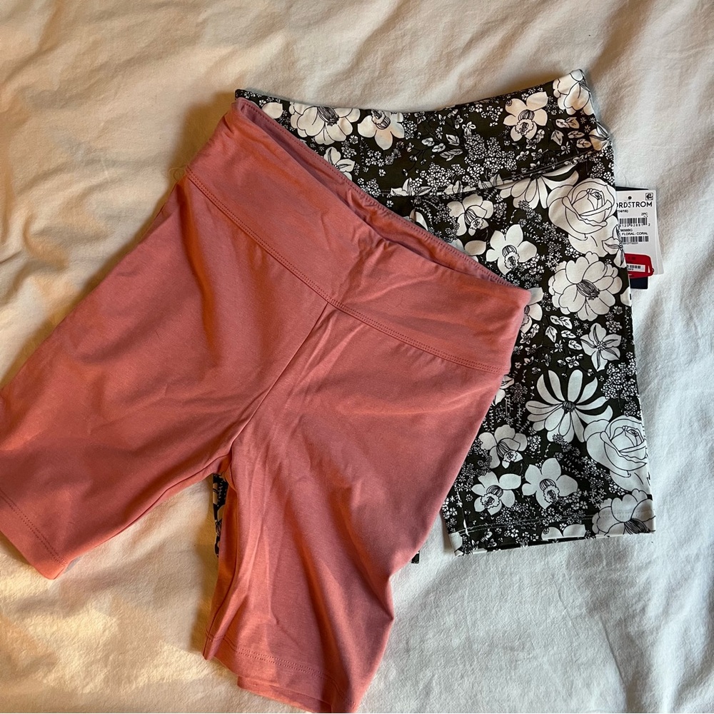 Nordstrom Pink and Floral Bike Shorts